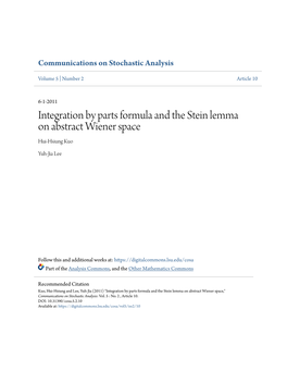 Integration by Parts Formula and the Stein Lemma on Abstract Wiener Space Hui-Hsiung Kuo