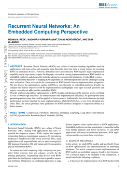 Recurrent Neural Networks: an Embedded Computing Perspective