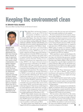Keeping the Environment Clean by IBRAHIM FAZUL RASHEED Managing Director, Malé Water and Sewerage Company
