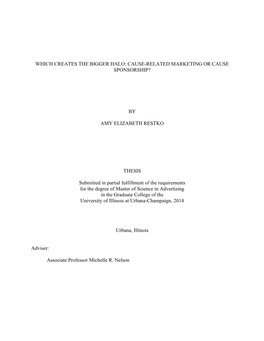 Which Creates the Bigger Halo: Cause-Related Marketing Or Cause Sponsorship?