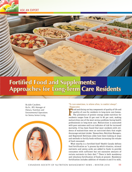 Fortified Food and Supplements: Approaches for Long-Term Care Residents