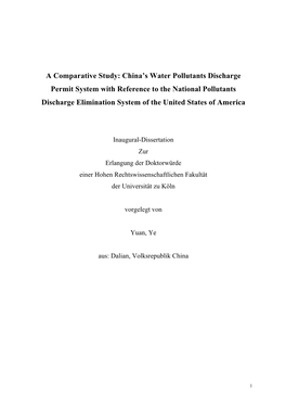 A Comparative Study: China's Water Pollutants Discharge Permit System