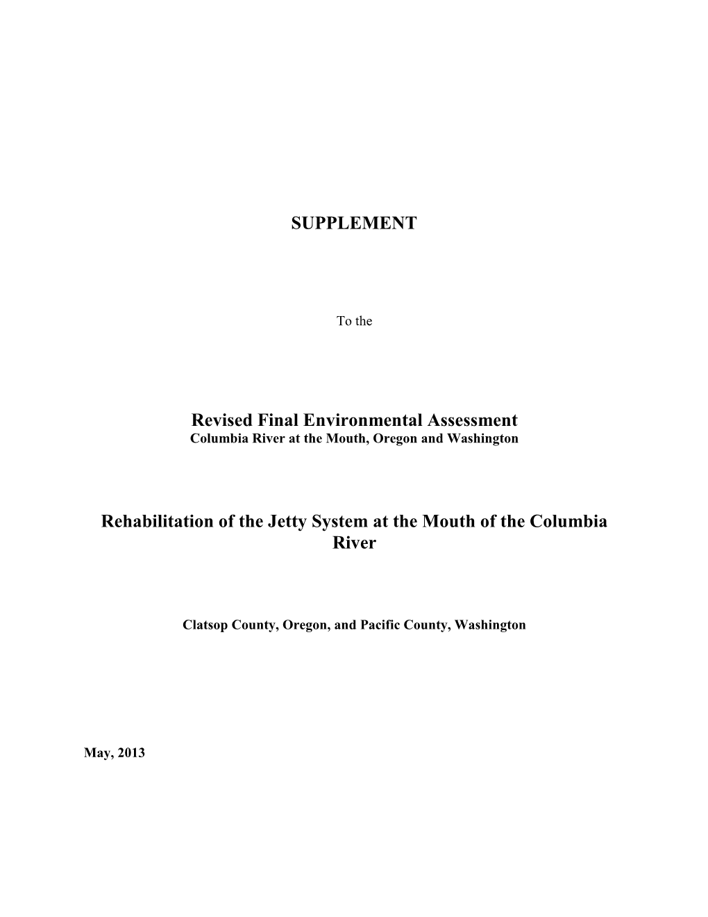 SUPPLEMENT Revised Final Environmental Assessment