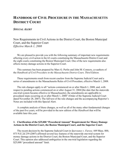 Handbook of Civil Procedure in the Massachusetts District Court