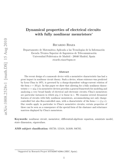 Dynamical Properties of Electrical Circuits with Fully Nonlinear Memristors