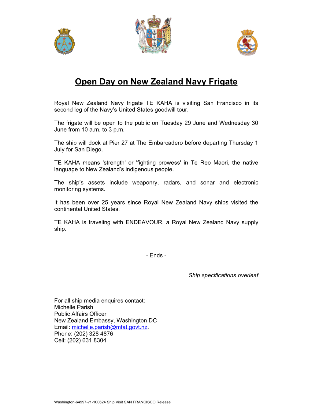 Open Day on New Zealand Navy Frigate