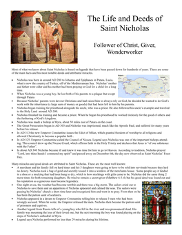 The Life and Deeds of Saint Nicholas