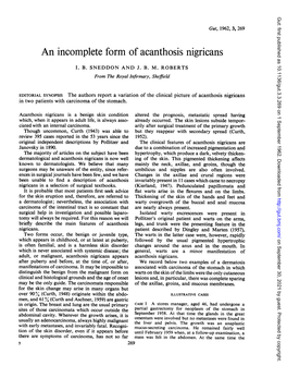 An Incomplete Formof Acanthosis Nigricans