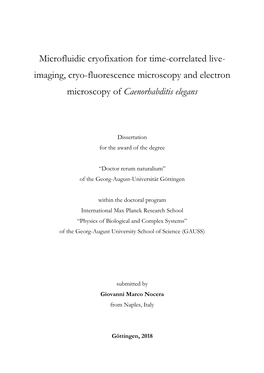 Microfluidic Cryofixation for Time-Correlated Live- Imaging, Cryo-Fluorescence Microscopy and Electron Microscopy of Caenorhabditis Elegans