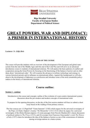 History of International Relations and Diplomacy