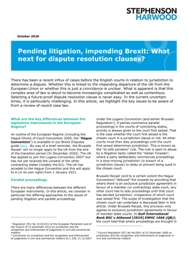 Pending Litigation, Impending Brexit: What Next for Dispute Resolution Clauses?