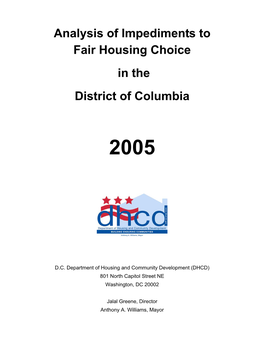 Analysis of Impediments to Fair Housing Choice in the District of Columbia