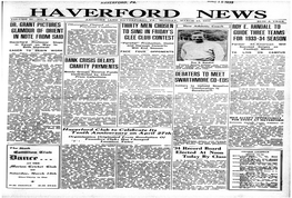 Haverford News � Volume 25—No 6 Ardmore (And Haverford), Pa., Monday, March 13, 1933 � $2.00 a Year