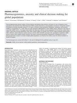 Pharmacogenomics, Ancestry and Clinical Decision Making for Global Populations