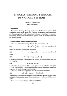 Strictly Ergodic Symbolic Dynamical Systems