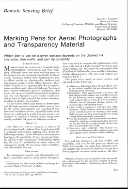 Marking Pens for Aerial Photographs and Transparency Material