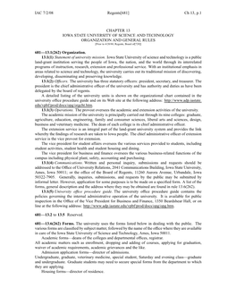 IAC 7/2/08 Regents[681] Ch 13, P.1 CHAPTER 13 IOWA STATE UNIVERSITY of SCIENCE and TECHNOLOGY ORGANIZATION and GENERAL RULES