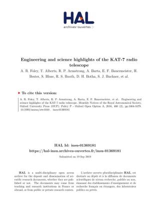 Engineering and Science Highlights of the KAT-7 Radio Telescope A