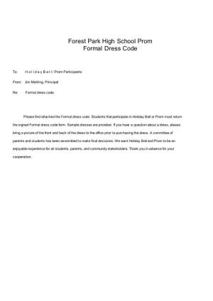 Forest Park High School Prom Formal Dress Code