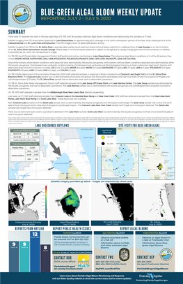 Blue-Green Algal Bloom Weekly Update Reporting July 2 - July 9, 2020