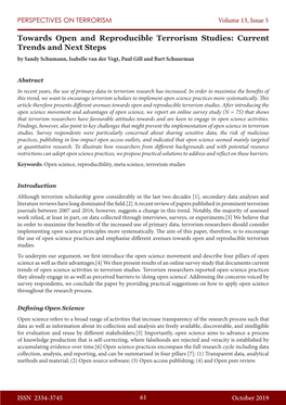 Towards Open and Reproducible Terrorism Studies: Current Trends and Next Steps by Sandy Schumann, Isabelle Van Der Vegt, Paul Gill and Bart Schuurman