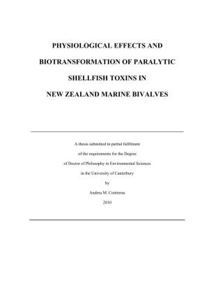 Physiological Effects and Biotransformation of Paralytic