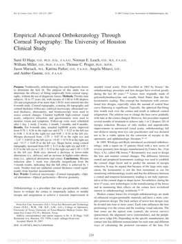 Empirical Advanced Orthokeratology Through Corneal Topography: the University of Houston Clinical Study