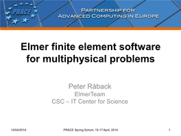 Elmer Finite Element Software for Multiphysical Problems
