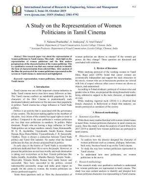 A Study on the Representation of Women Politicians in Tamil Cinema