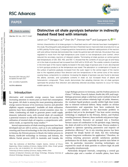 Distinctive Oil Shale Pyrolysis Behavior in Indirectly Heated Fixed Bed With