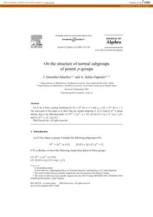 On the Structure of Normal Subgroups of Potent P-Groups
