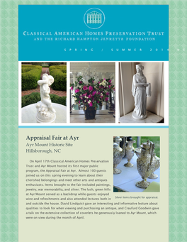 Appraisal Fair at Ayr Ayr Mount Historic Site Hillsborough, NC