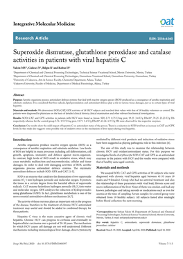 Superoxide Dismutase, Glutathione Peroxidase and Catalase Activities