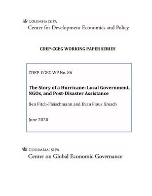 The Story of a Hurricane: Local Government, Ngos, and Post‐Disaster Assistance
