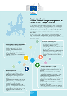 Joint Research Centre Science and Knowledge Management at the Service of Europe’S Citizens