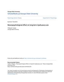 Neuropsychological Effect on Long-Term Ayahuasca Use