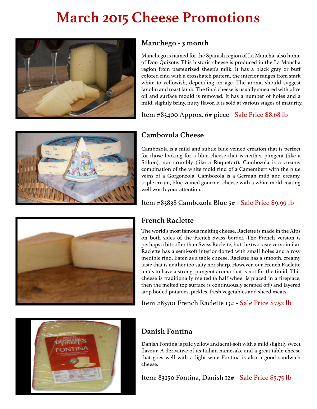 March 2015 Cheese Promotions