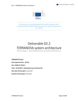Deliverable D2.2 TERRANOVA System Architecture Work Package 2 - System Requirements, Concept and Architecture