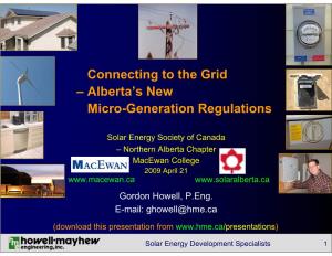 Connecting to the Grid – Alberta's New Micro-Generation Regulations