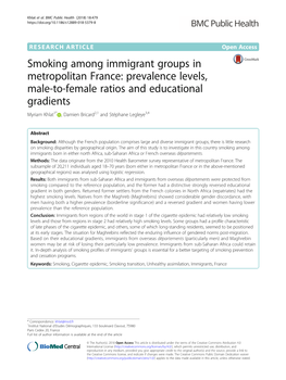Smoking Among Immigrant Groups in Metropolitan