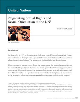 Negotiating Sexual Rights and Sexual Orientation at the UN1