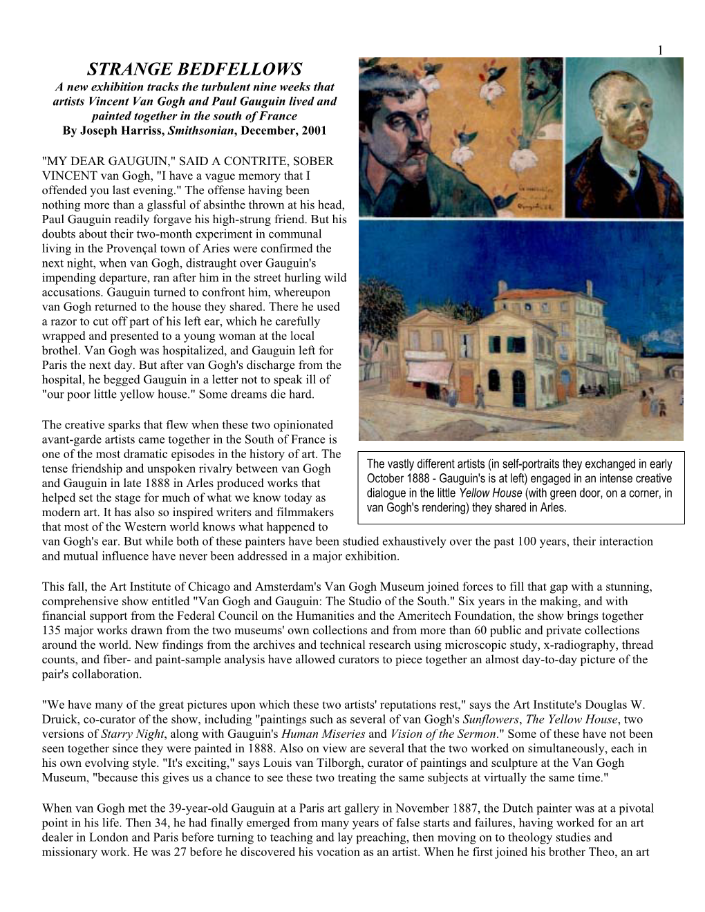 Strange Bedfellows, Van Gogh and Gauguin, Smithsonian, Dec200.Pdf