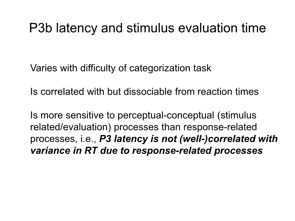 P3b Latency and Stimulus Evaluation Time