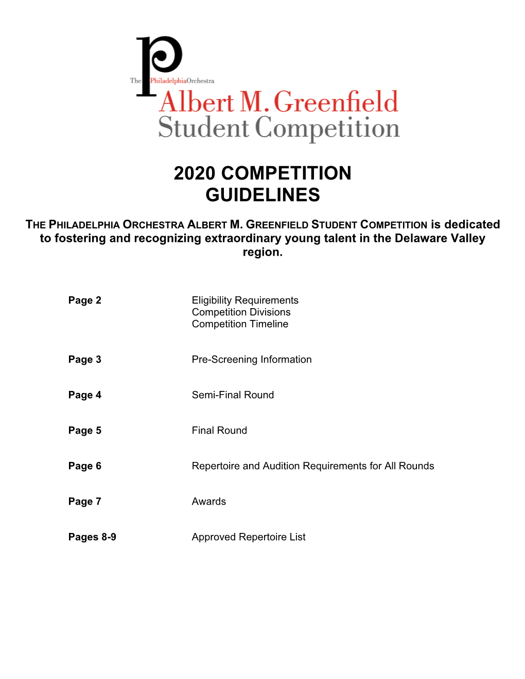 Philadelphia Orchestra Greenfield Student Competition Guidelines