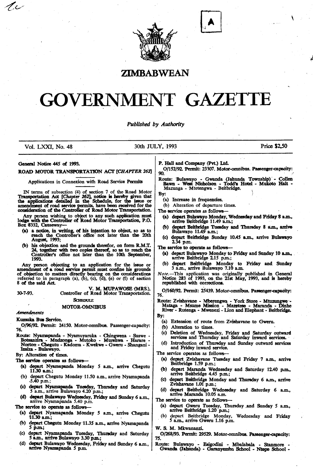 Goveenment Gazette