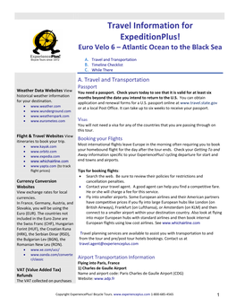 Travel Information for Expeditionplus! Euro Velo 6 – Atlantic Ocean to the Black Sea