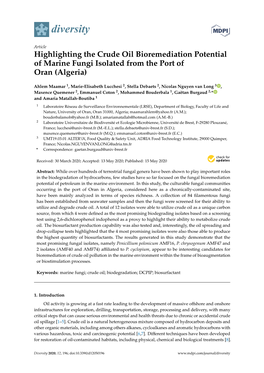 Highlighting the Crude Oil Bioremediation Potential of Marine Fungi Isolated from the Port of Oran (Algeria)