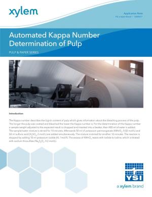 Automated Kappa Number Determination of Pulp