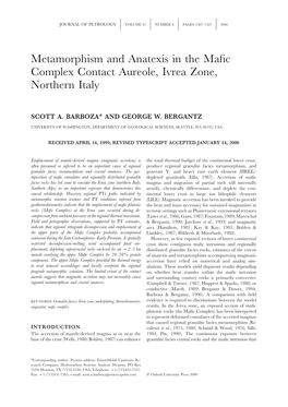 Metamorphism and Anatexis in the Mafic Complex Contact Aureole