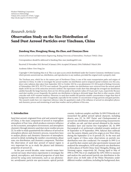 Observation Study on the Size Distribution of Sand Dust Aerosol Particles Over Yinchuan, China